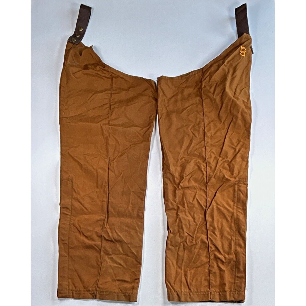 Bob Allen Brown Nylon Water-Resistant Bib Pants Chaps Solid Size 33 Reg USA Made
